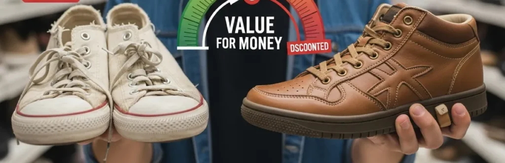 Comparing cheap shoes vs. discounted branded shoes for long-term value
