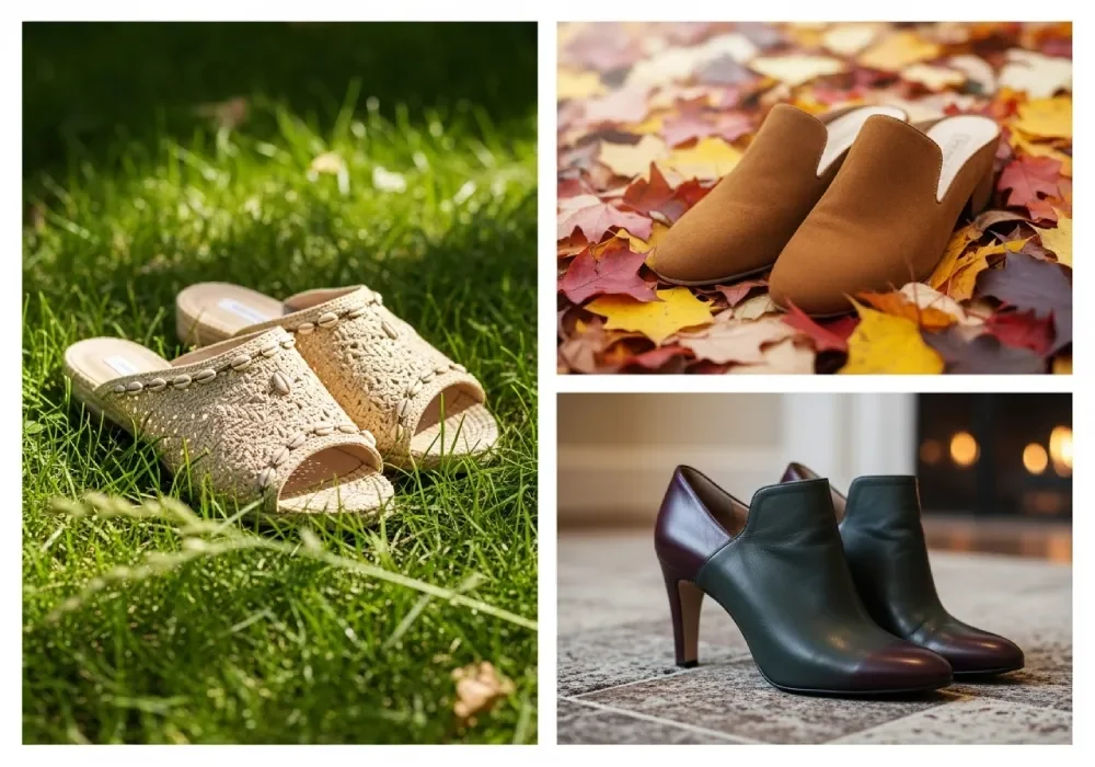 Women’s mule shoes styled for summer, autumn, and winter seasons.