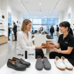 Footinst shoe expert demonstrating comfortable driving shoes and lightweight sneakers ideal for car rides, focusing on flexible soles and pedal-friendly grip.